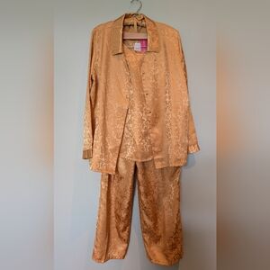 Elegant Gold 3pc Brocade Pajama Set
